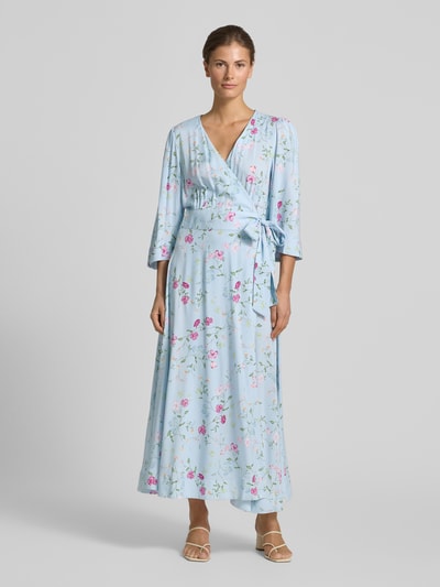 YAS Wickelkleid mit V-Ausschnitt Modell 'SAVANNA' Hellblau 4