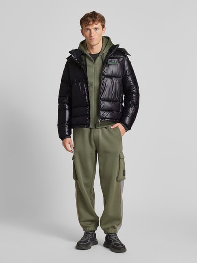 EA7 Emporio Armani Gewatteerd jack met labelpatch, model 'SHINY’ Zwart - 1