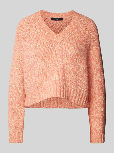 Weekend Max Mara Cropped Strickpullover mit V-Ausschnitt Modell 'ALOA' Orange Melange 2