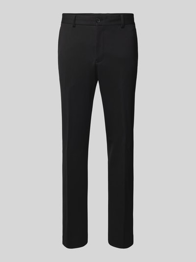 SELECTED HOMME Slim fit stoffen broek met persplooien, model 'DELON' Zwart - 2