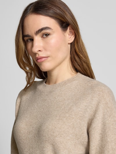 ICHI Relaxed fit jurk in gebreide look, model 'Dasila' Beige - 3