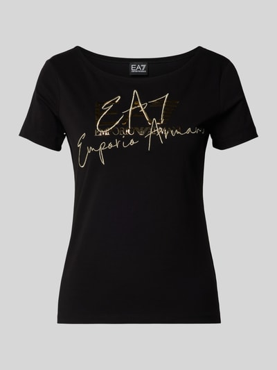 EA7 Emporio Armani T-Shirt mit Label-Print und -Stitching Black 2