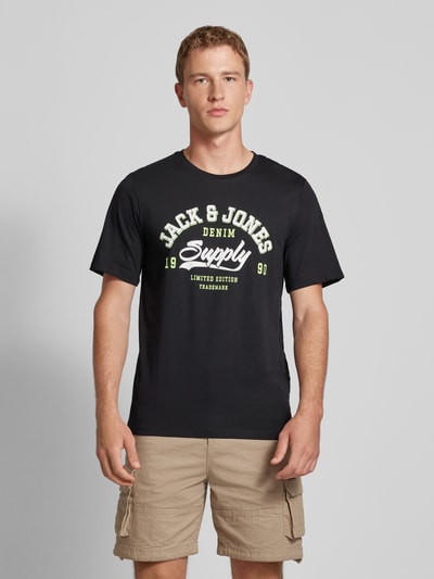 Jack & Jones T-shirt z nadrukiem z logo Czarny 4