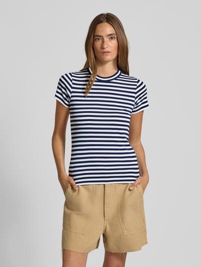 Polo Ralph Lauren T-shirt o kroju slim fit z czystej bawełny z okrągłym dekoltem Granatowy 4