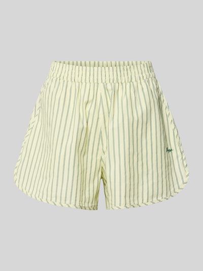 Produktfoto, Regular Fit Shorts aus reiner Baumwolle Modell 'C_TIPLYNA' von BOSS Orange, Mehrfarbig, Gestreift, Popeline, Seitliche Eingrifftaschen, Elastisch.