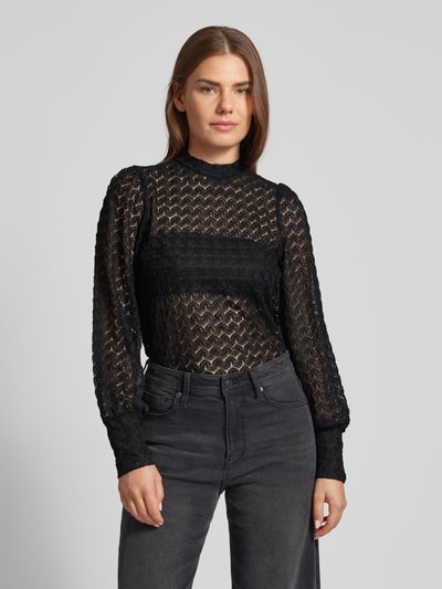 Vero Moda Regular Fit Spitzenbluse mit Ballonärmeln Modell 'BECCA' Black 4