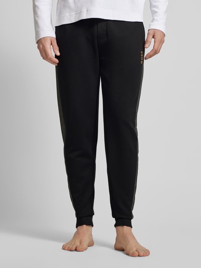 BOSS Tapered fit sweatpants met tunnelkoord, model 'Tracksuit' Zwart - 4