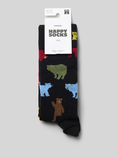 Happy Socks Socken mit Label-Print Modell 'Bear' Black 3