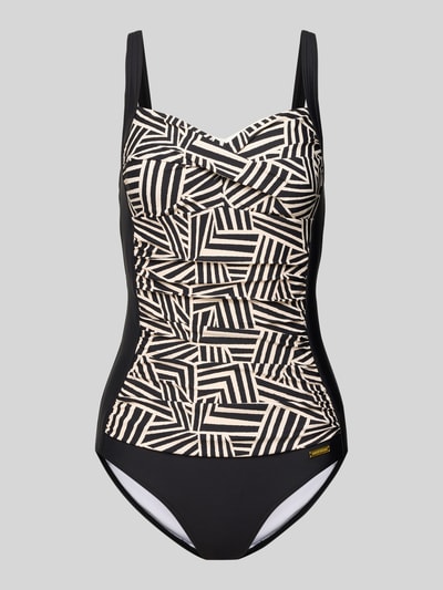 LASCANA PLUS SIZE badpak met draperingen, model 'Cleo' Zwart - 1