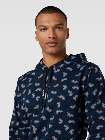 Calida Hoodie met all-over print, model 'LOVE' Donkerblauw - 3