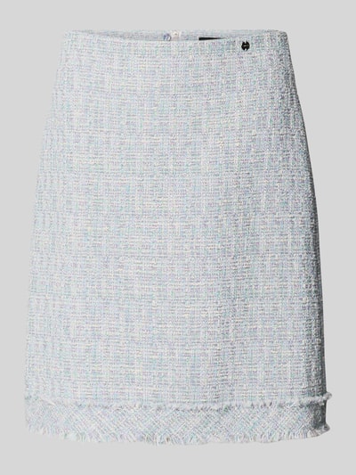 Produktfoto, Straight Fit Minirock in Bouclé-Optik von Marc Cain, mieszanka bawełny, detal z logo, zamek błyskawiczny, szerokość w rozmiarze 36: 36 cm, całkowita długość: 50 cm