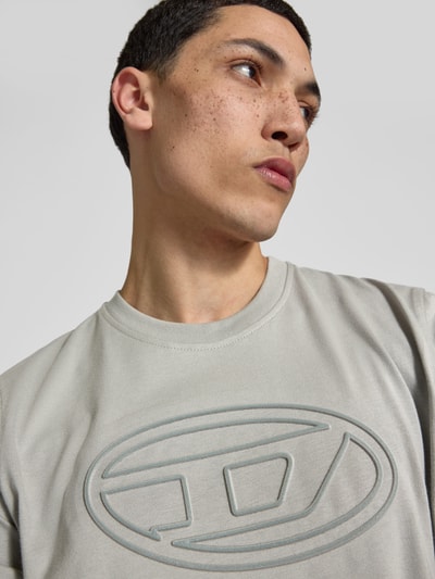 Diesel T-Shirt mit Label-Detail Hellgrau 3