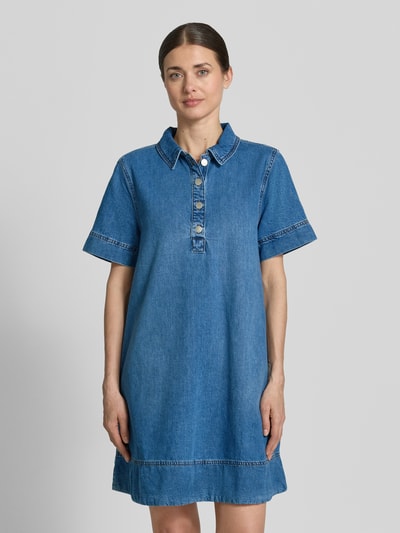 MSCH Copenhagen Knie-lange denimjurk met drukknoopsluiting model 'Turo Alena' Jeansblauw - 4