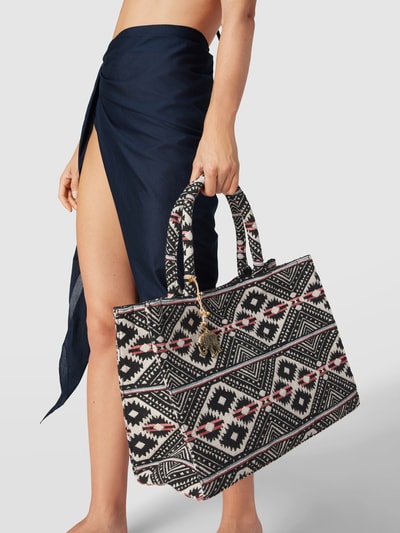 ANOKHI Tote bag met all-over motief, model 'Booktote LRG' Zwart - 1