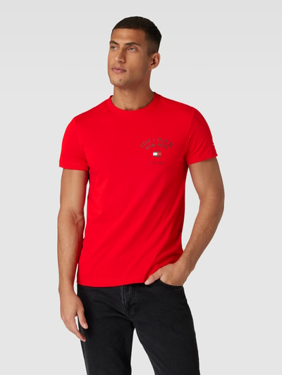 Tommy Hilfiger T-shirt met labelprint Lichtrood - 4