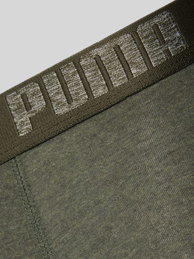 Produktfoto, Pant & Trunk aus Baumwoll-Mix im 2er-Pack von PUMA in Olive mit sichtbarem breitem Logobund, glatte Textur