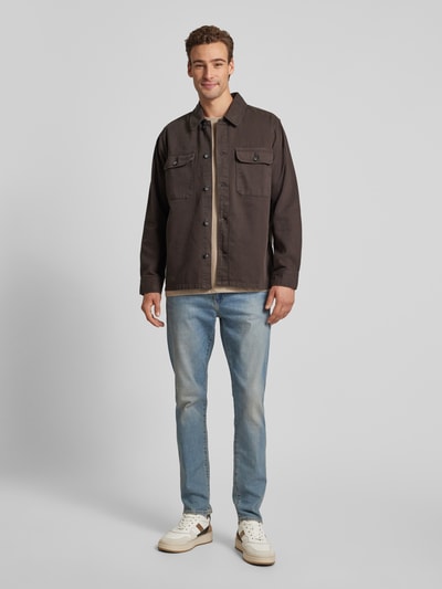 Lindbergh Jeansjacke mit Teilungsnähten Dunkelbraun 1