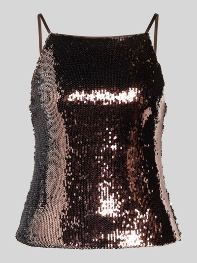 LeGer by Lena Gercke Top na ramiączkach z cekinami model ‘Inska’ Ciemnobrązowy 2