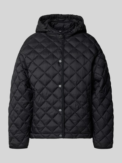 Produktfoto, schwarze Regular Fit Steppjacke mit Kapuze Modell 'Phil' von CINQUE, Stepp-Optik, Knopfleiste, zwei Eingrifftaschen