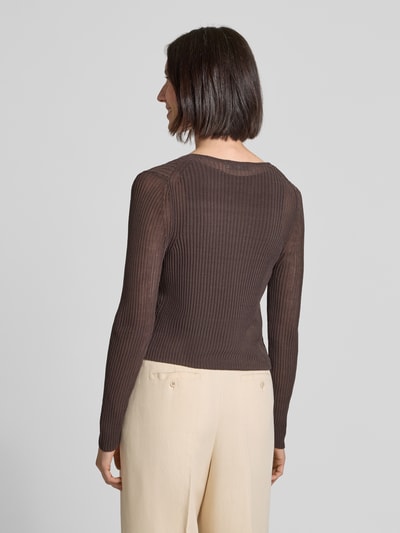 MANGO Strickjacke mit Vorderseite zum Binden Modell 'GERANIO' Dunkelbraun 5