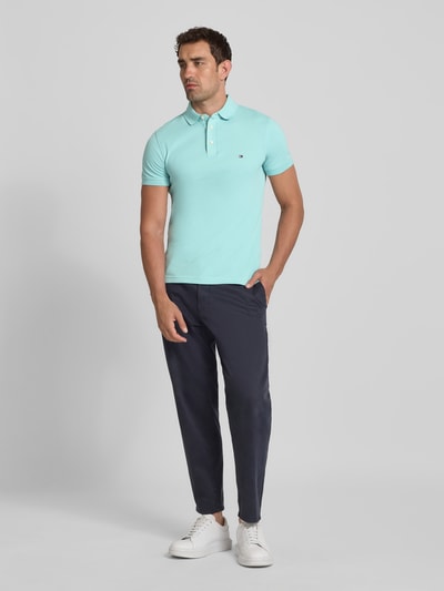 Tommy Hilfiger Slim Fit Poloshirt aus Baumwoll-Elasthan-Mix Helltuerkis 1