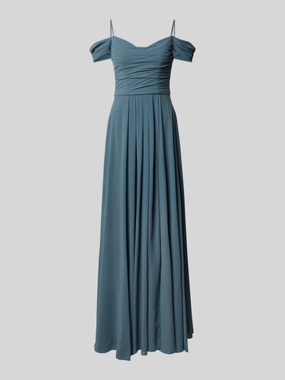 Mascara Abendkleid mit Carmen-Ausschnitt und Gehschlitz Schilf 2