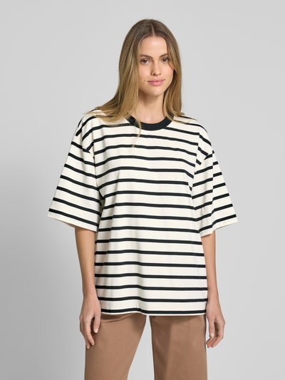 Jake*s Casual Oversized T-Shirt mit geripptem Rundhalsausschnitt Offwhite 4