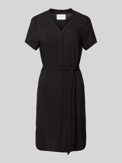 Vila Knielanges Kleid aus Viskose mit Bindegürtel Black 2