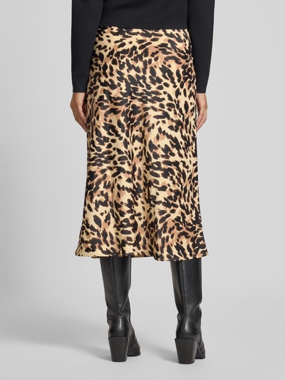 YAS Körpernaher Midirock mit Allover-Print Modell 'YASPELLA' Hellbraun 5