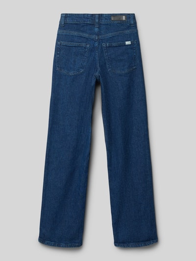 Produktfoto, Straight Fit Jeans mit Logo-Patch Modell 'Mara' von CARS JEANS, mieszanka bawełny, 5 kieszeni, niebieski, krój straight fit, szerokość w rozmiarze 140: 32 cm, długość wewnętrzna nogawki 65 cm