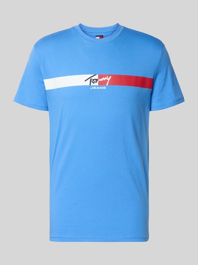 Produktfoto, Regular Fit T-Shirt aus reiner Baumwolle von Tommy Jeans, Optik: Unifarben, Label-Print, Rundhals, Kurzarm, Jersey, Herren T-Shirt