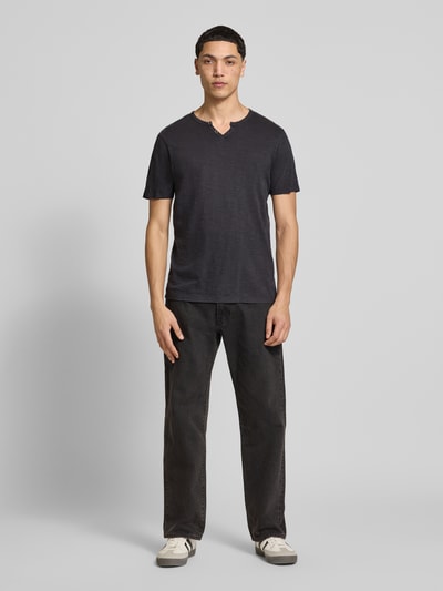 JACK & JONES T-shirt van katoen Model 'SPLIT' Zwart - 1