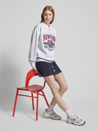 Tommy Jeans Relaxed fit sweatshirt met statementprint, model 'VINTAGE PREP' Lichtgrijs gemêleerd - 1