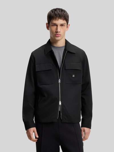 HUGO Oversized Fit Hemdjacke mit Label-Detail Modell 'Elack' Black 4