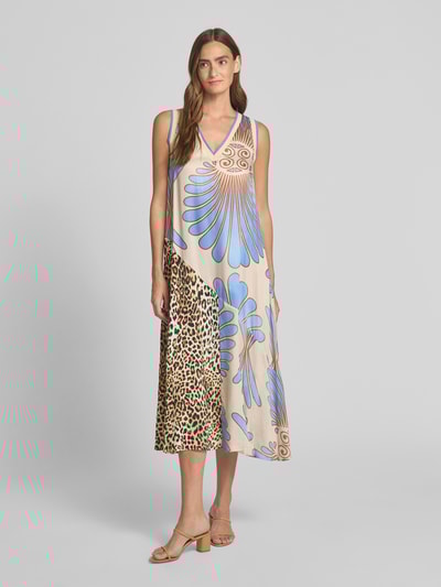 Emily Van den Bergh Sukienka midi z dekoltem w serek Piaskowy 4