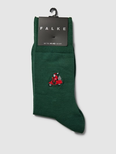 Falke Socken mit Motiv-Stitching Modell 'Airport Driving Santa' Dunkelgruen 3