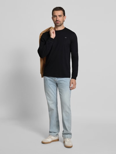 Tom Tailor Regular Fit Langarmshirt aus reiner Baumwolle Black 1