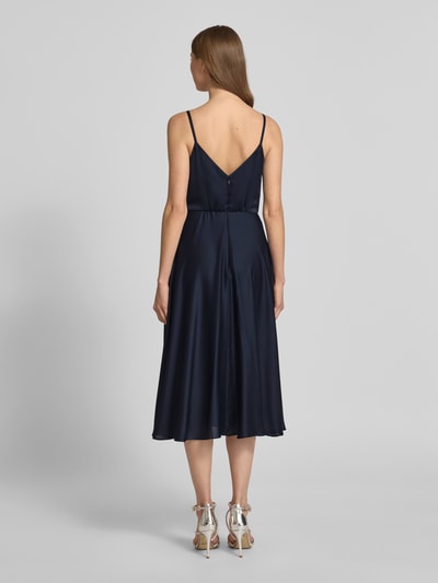 Jake*s Cocktail Knielanges Cocktailkleid mit Wasserfall-Ausschnitt Marine Melange 5