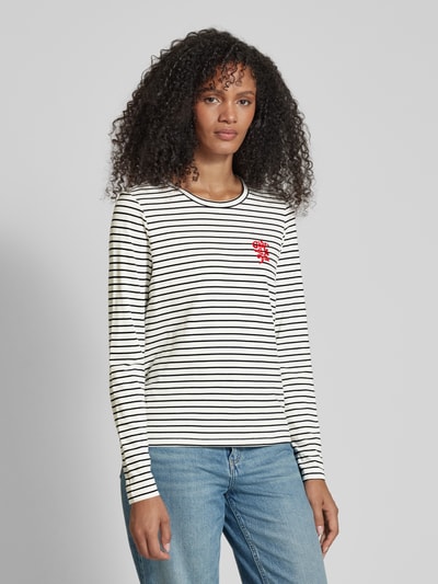 Vero Moda Regular fit shirt met lange mouwen en stitching met opschrift, model 'OYA FRANCIS' Wit - 4