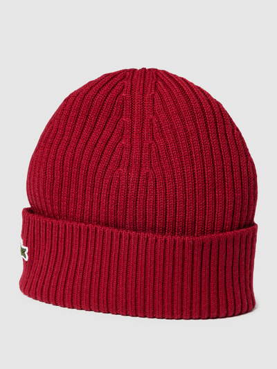 Lacoste Czapka beanie z detalem z logo Bordowy 1