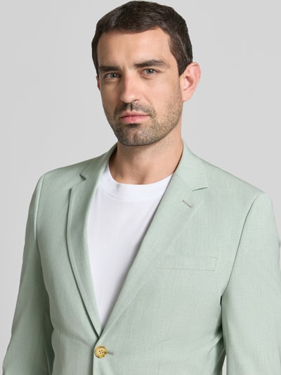 Männermodel trägt mintgrünes Slim Fit Sakko mit viscose model 'LIAM' van Selected Homme, Heren, nahaufnahme oberkörper.