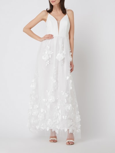 Apart Glamour Suknia ślubna z kwiatowymi aplikacjami Złamany biały 1
