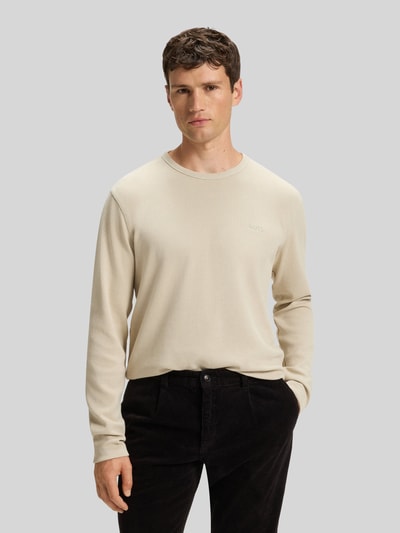 BOSS Orange Regular fit shirt met lange mouwen en wafelstructuur, model 'TEMPESTO' Zand - 4