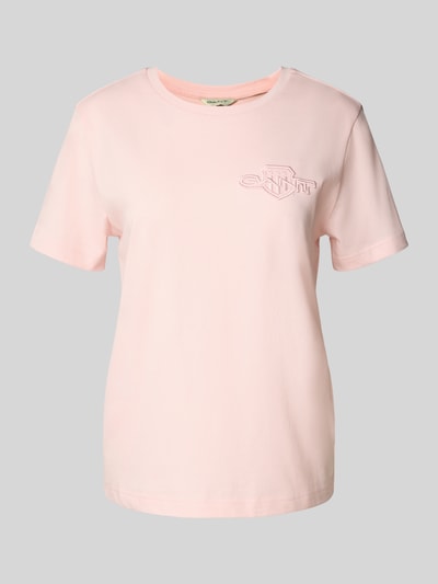 Gant Regular fit T-shirt van puur katoen met logopatch Roze - 2