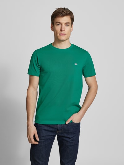 Gant Slim Fit T-Shirt mit Label-Stitching Dunkelgruen 4