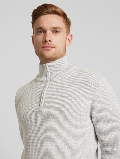 SELECTED HOMME Gebreide pullover met opstaande kraag, model 'THEO' Lichtgrijs gemêleerd - 3