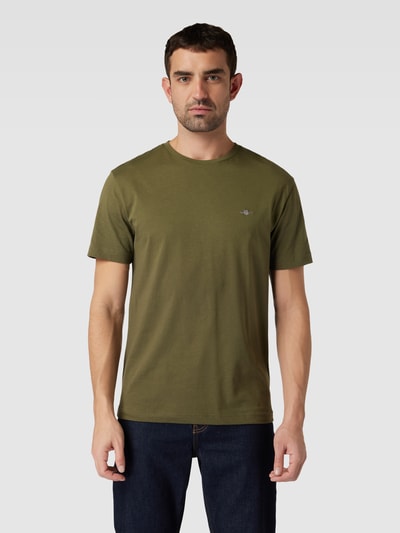 Gant T-Shirt mit Label-Stitching Oliv 4