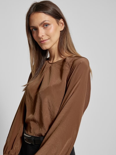 Luisa Cerano Blouse met ballonmouwen Hazelnoot - 3