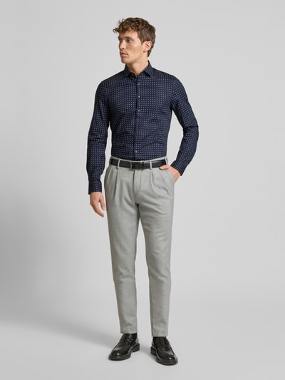 CK Calvin Klein Slim Fit Business-Hemd mit Label-Stitching Marine 1