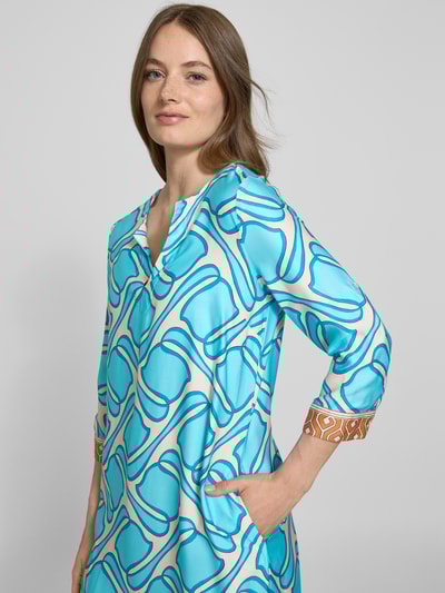 Emily Van den Bergh Knielanges Kleid mit V-Ausschnitt Aqua 3